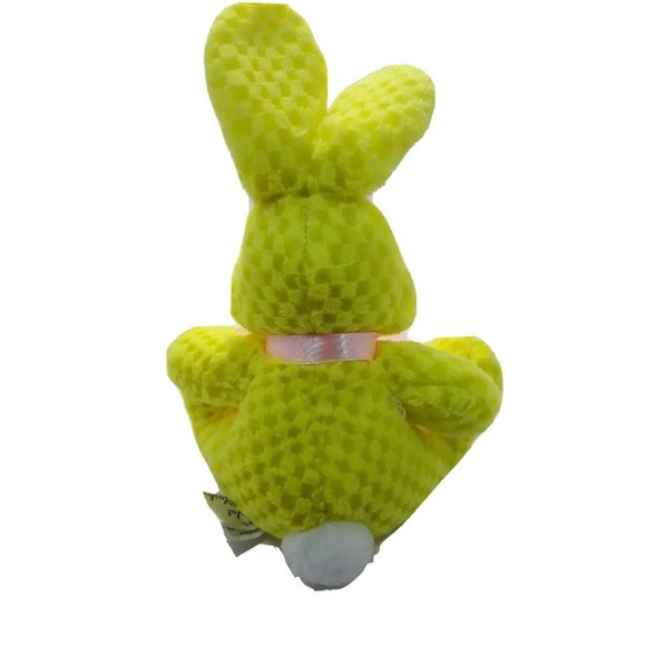 Chrisha Playful Yellow Bunny Rabbit Waffle Texture Plush 6" Easter Stuffed - Picture 4 of 7